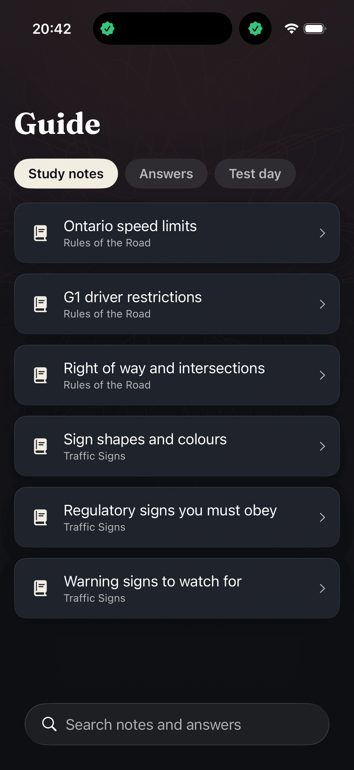 G1 Knowledge Test — 1